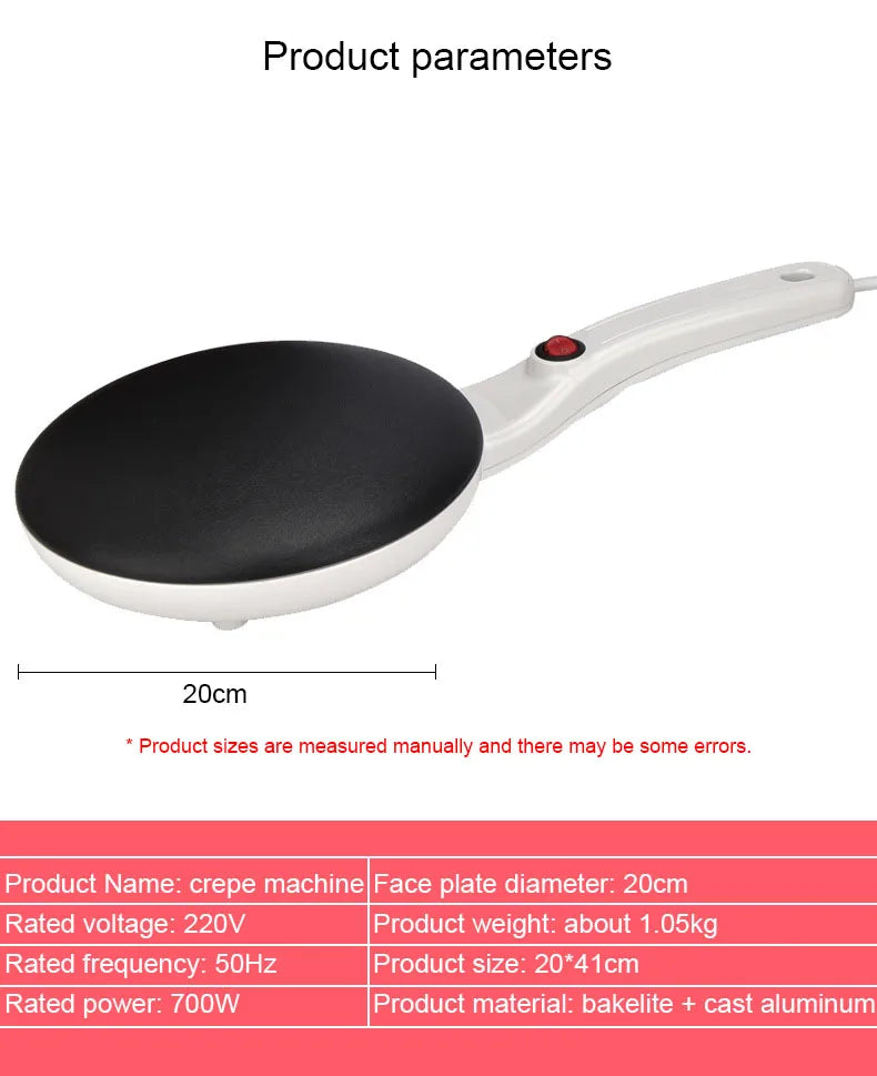 Electric Crepe Maker Breakfast Pizza Machine Pancake Baking Pan Cake Non-stick Griddle Chinese Spring Roll Cooking Tools EU