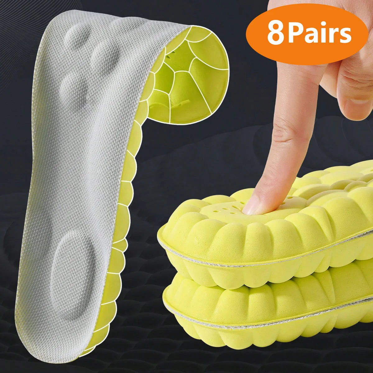 1/2/4pairs Latex Sport Insoles Soft High