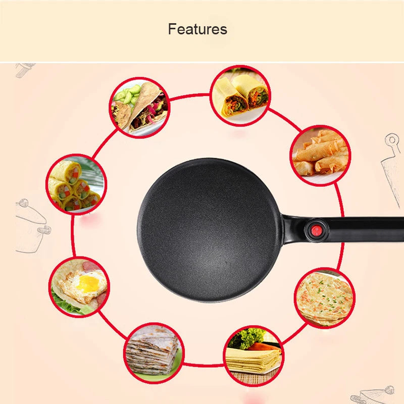 Electric Crepe Maker Breakfast Pizza Machine Pancake Baking Pan Cake Non-stick Griddle Chinese Spring Roll Cooking Tools EU