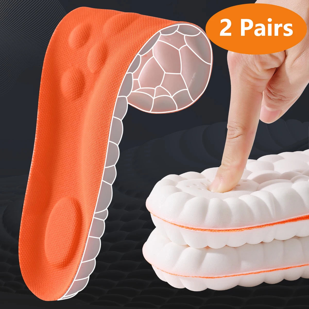 1/2/4pairs Latex Sport Insoles Soft High
