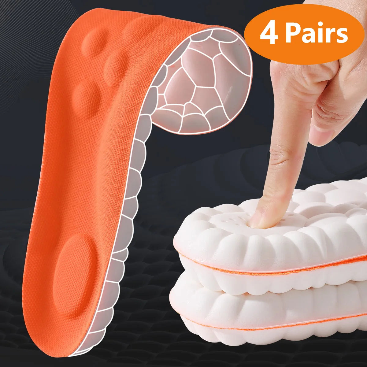 1/2/4pairs Latex Sport Insoles Soft High